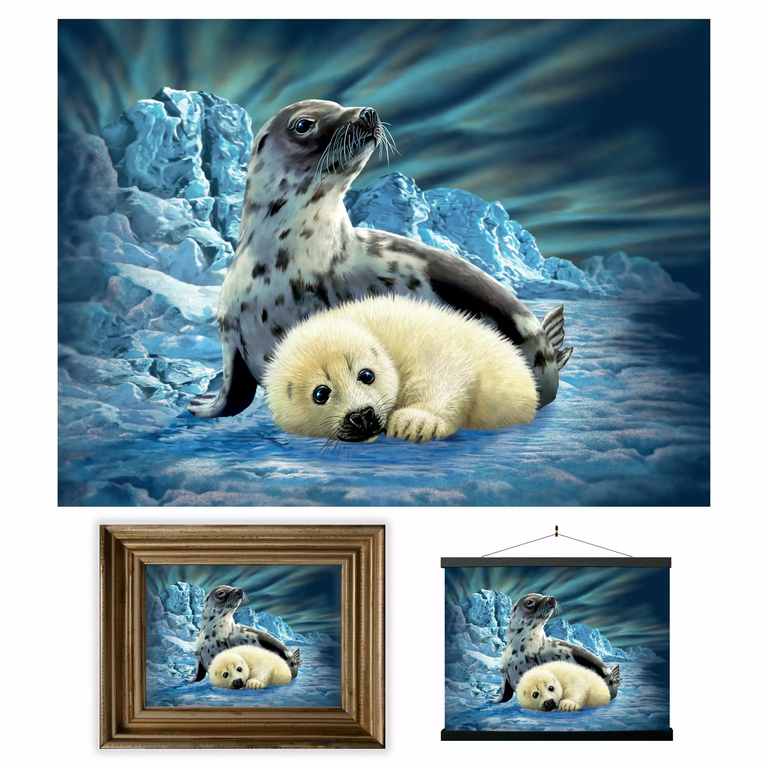 3D LiveLife Lenticular Wall Art Prints Harp Seals Ocean Poster Steven Michael Gardner Deluxebase