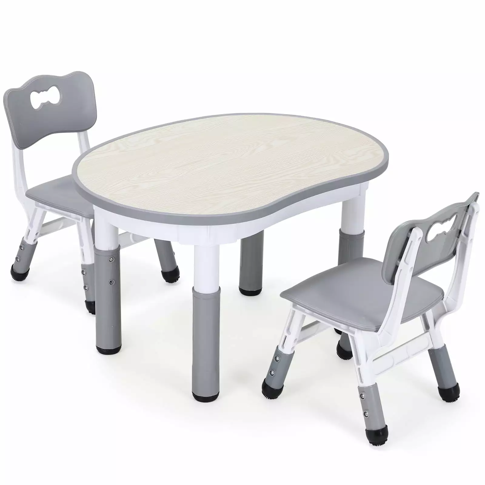 Arlopu Kids Table and 2 Chairs Set Height Adjustable Toddler Activity Table Ages 3-8