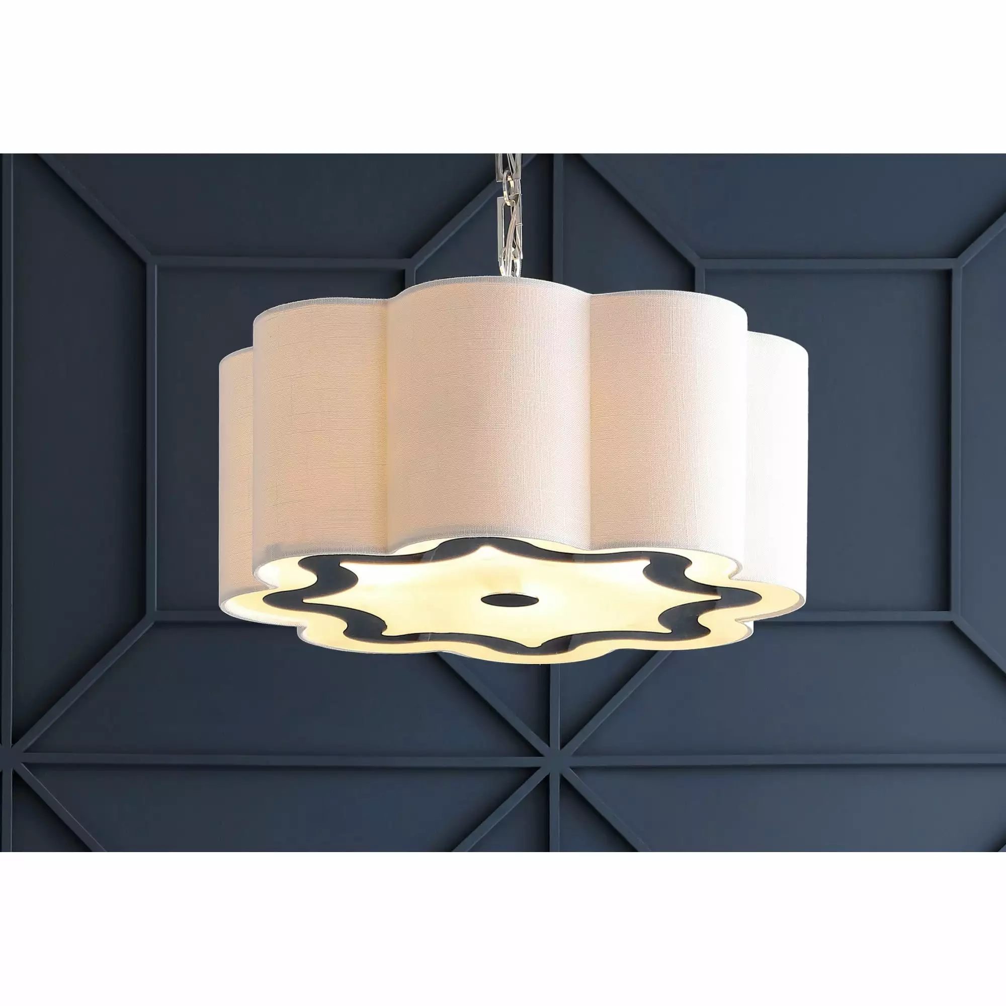 Coquille 4-Light Adjustable Scalloped Shade LED Pendant Chrome White Jonathan Y