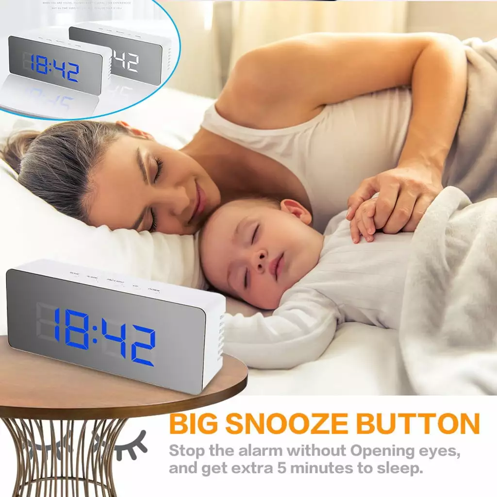 Akmoler Creative LED Digital Alarm Clock Night Display Mirror Lamp Summer Savings Clearance