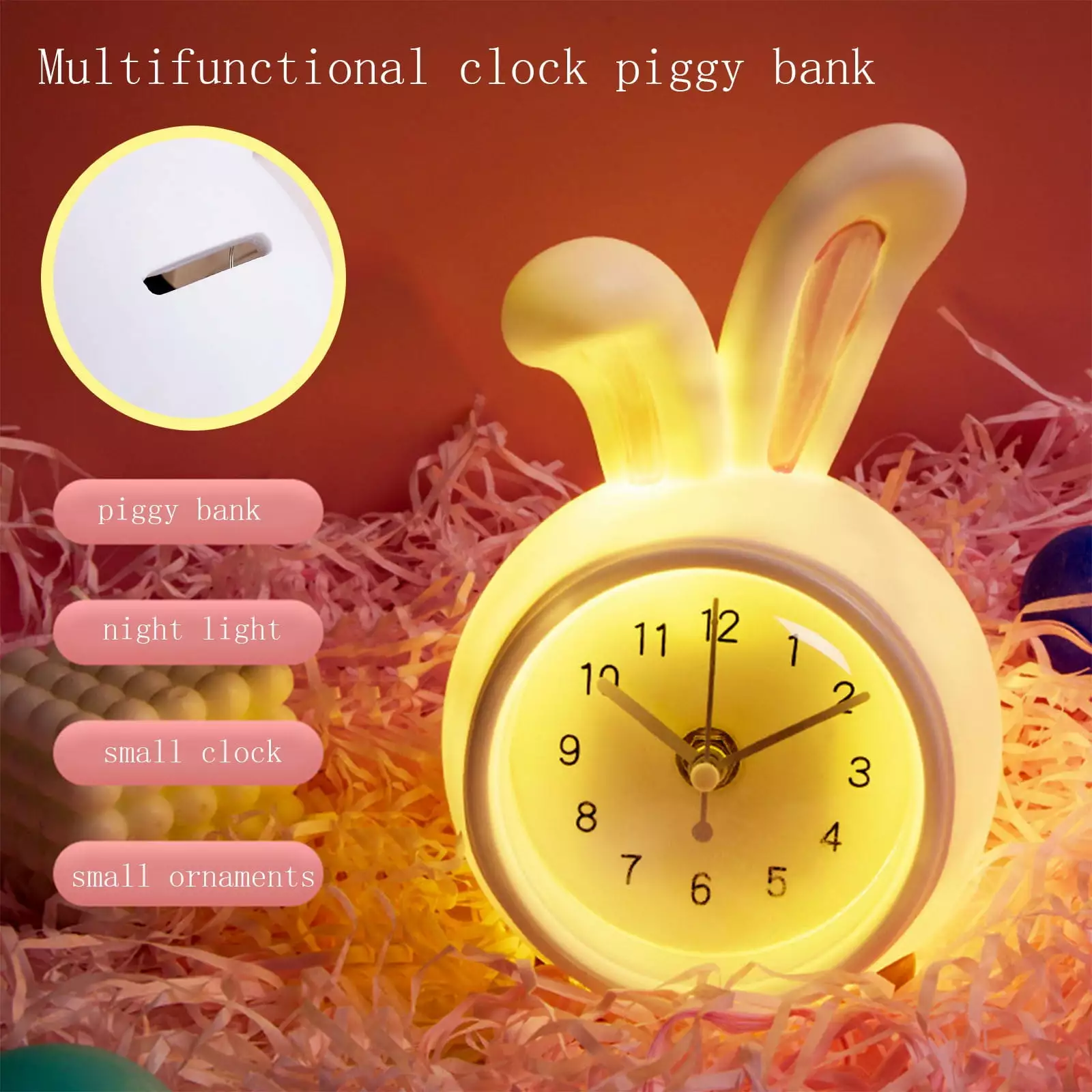 Akmoler Cute Multifunctional Alarm Clock Night Light Children Bedside Decor