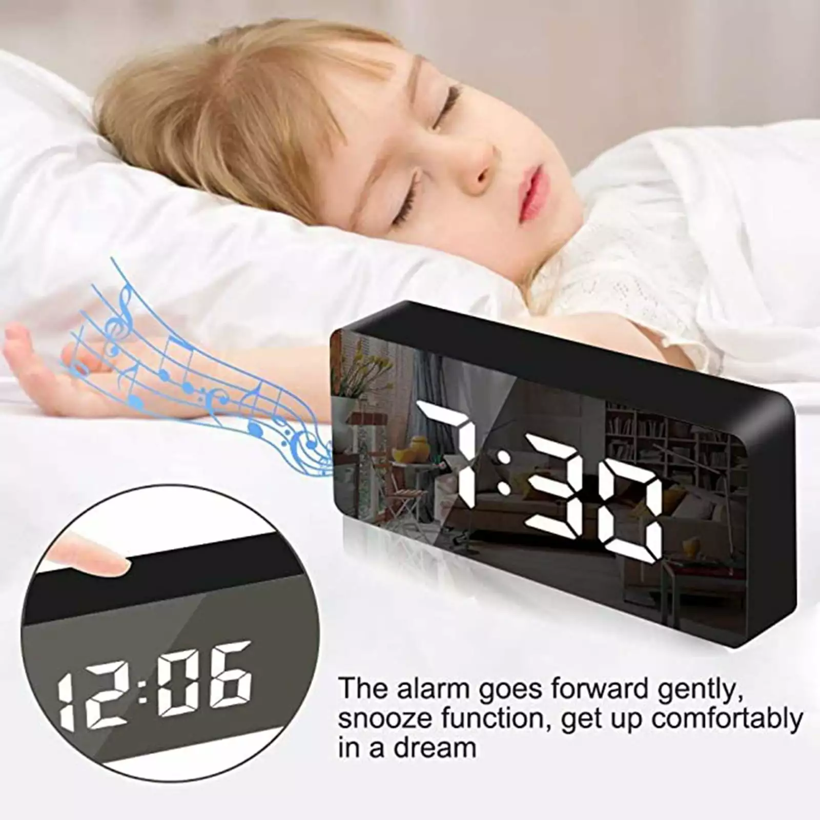 Akmoler Digital Alarm Clock Big Screen LED Display and Snooze Function Bedside
