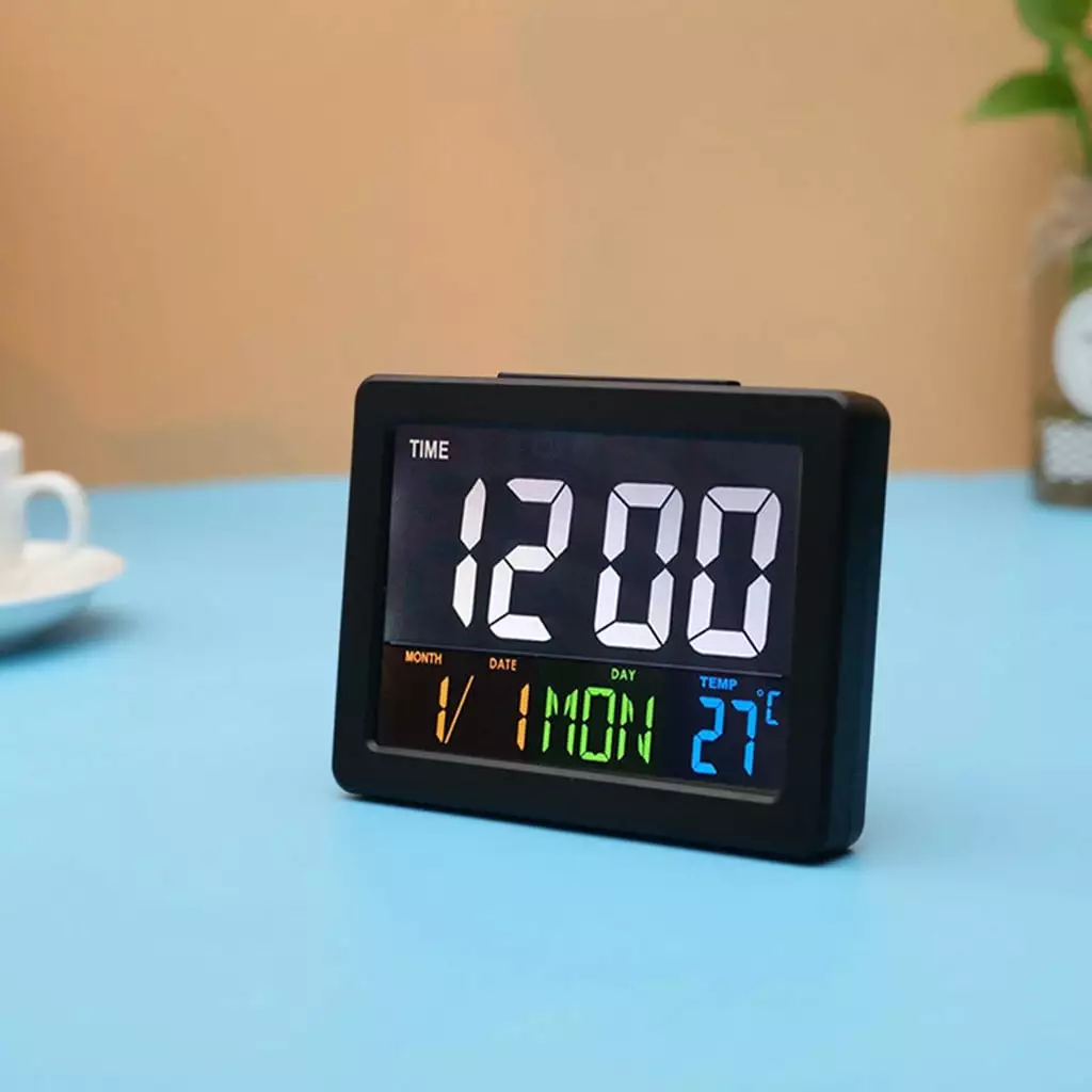 Byikun Modern Color Digital LCD Alarm Clock Temperature Display and USB Port Summer Savings Clearance