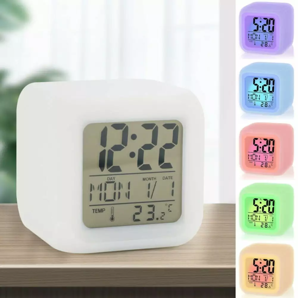 WelldownGerich 7 Color LED Digital Alarm Clock Wake Up Light Kids Bedroom