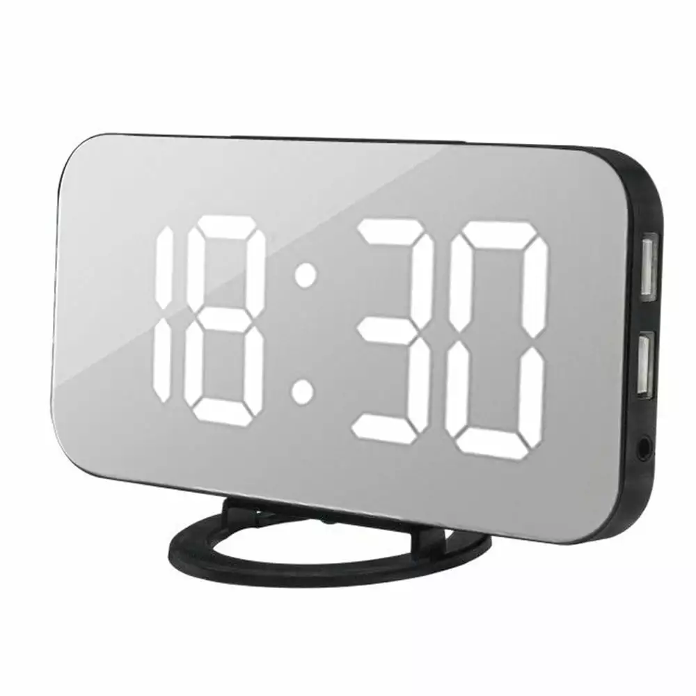 LED Digital Alarm Clock USB Charger Touch-Activated Snooze Bedroom Yomiee