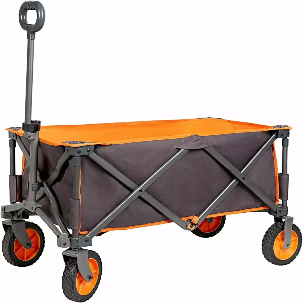 Collapsible Folding Wagon Push Pull Foldable Beach Cart All-Terrain Wheels Heavy Duty Utility Grocery Wagon Grey None