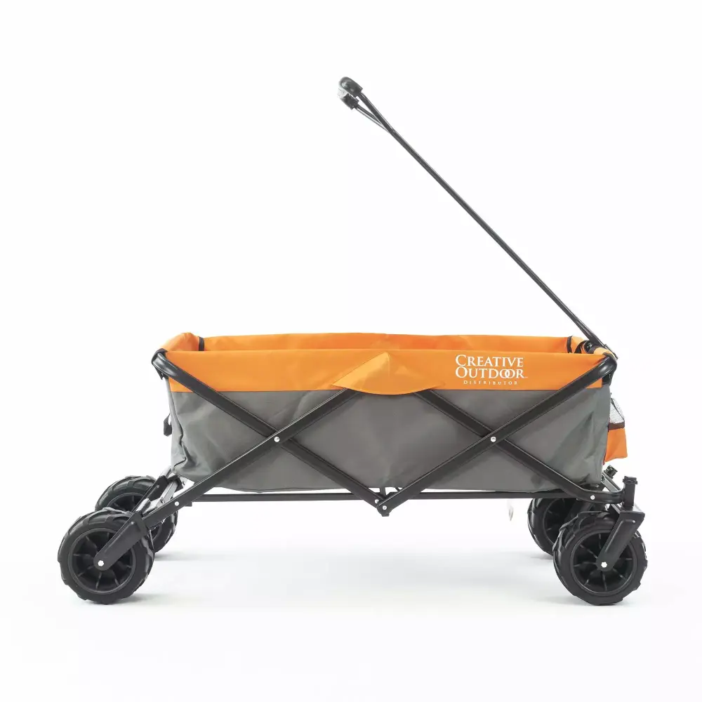 Creative Outdoor Long-lasting All-Terrain Collapsible Folding Wagon Cart 150lb Capacity Gray and Yellow