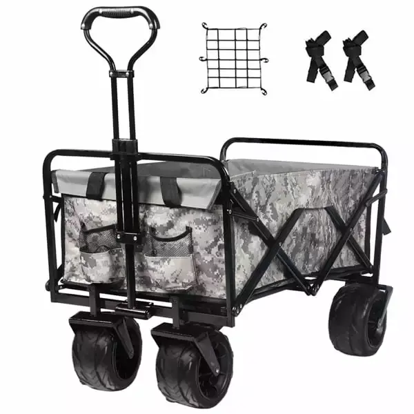 39 Inch Collapsible Folding Wagon Cart 220LBS Heavy Duty All Terrain Wheels Camping Fishing