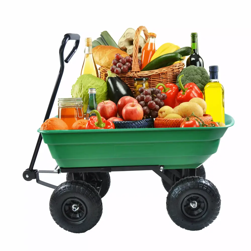 Outdoor Wagon Cart Pneumatic Tires and 300 lbs Capacity All Terrain Garden and Beach Use