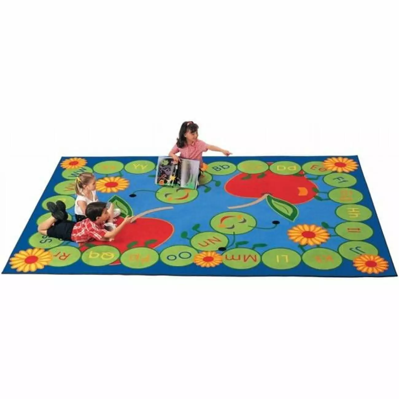 Carpets Kids ABC Caterpillar 4.42 ft. x 5.83 ft. Rectangle Educational Rug Classroom or Playroom