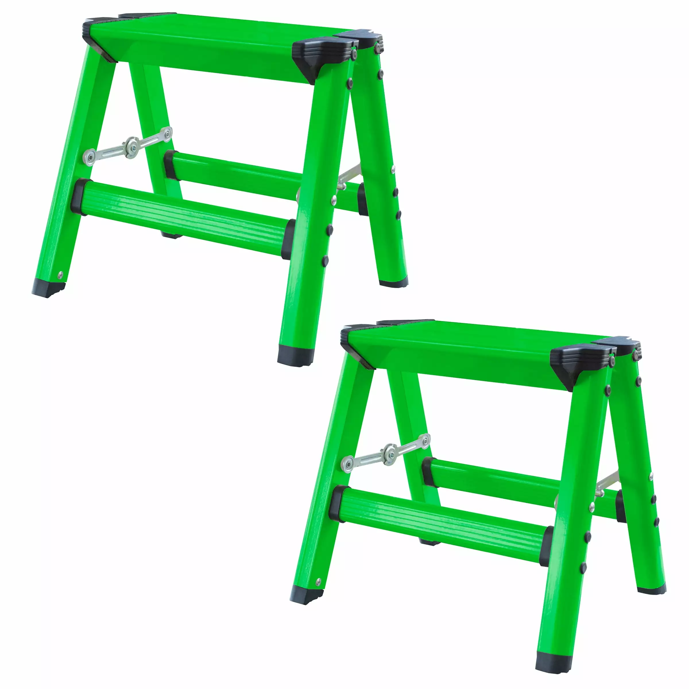 Amerihome Featherweight Single Step Aluminum Step Stool 2 Piece Set Bright Green Home Care Utilize