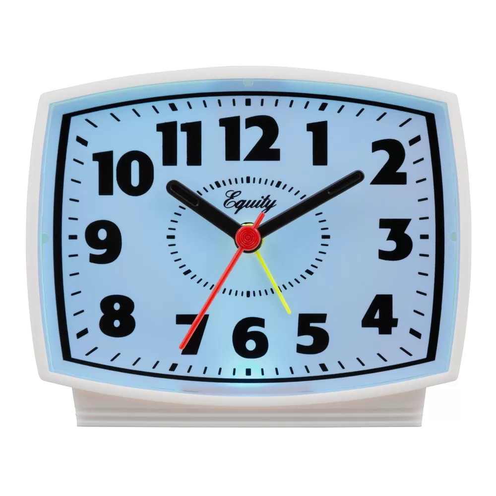 Equity La Crosse 3 . Tall Electrical Analog White Alarm Clock Backlight - Classic Design