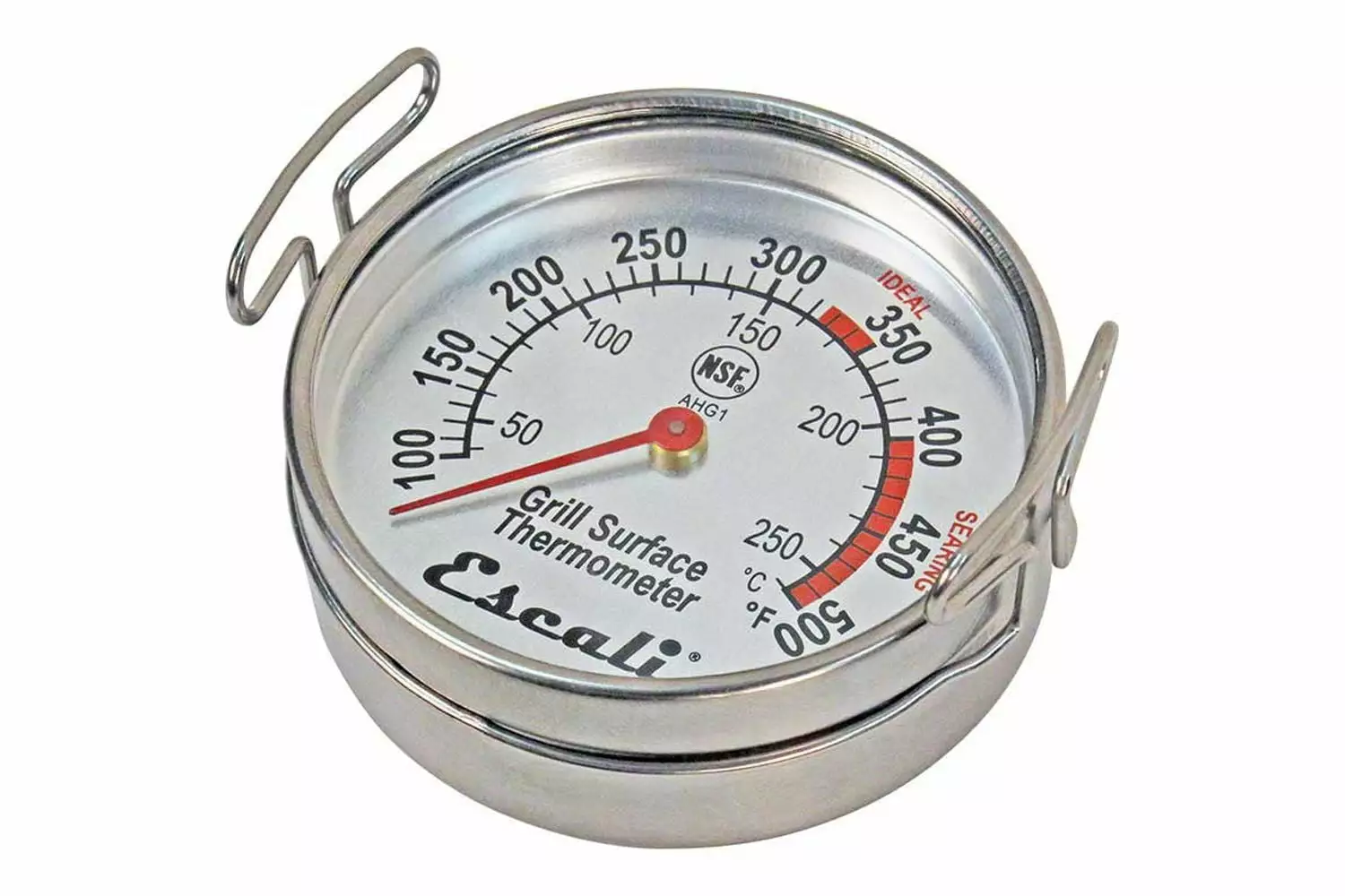 Escali AHG1 NSF Certified Direct Grill Surface Thermometer 100-500F Degree Range Silver