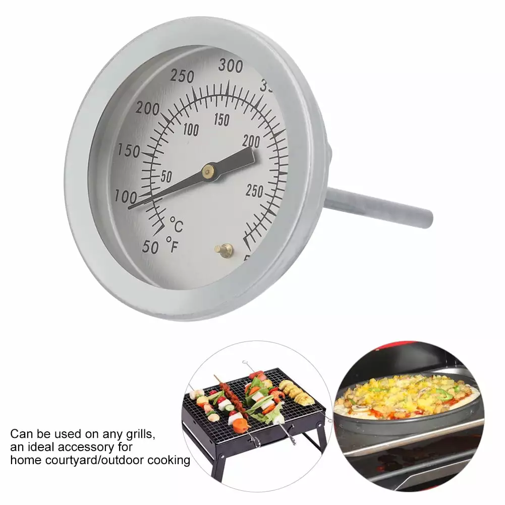 Cergrey Analog Dial BBQ Smoker Grill Thermometer 50~550H Temperature Gauge Double Scale Barbecue Cooking OTVIAP