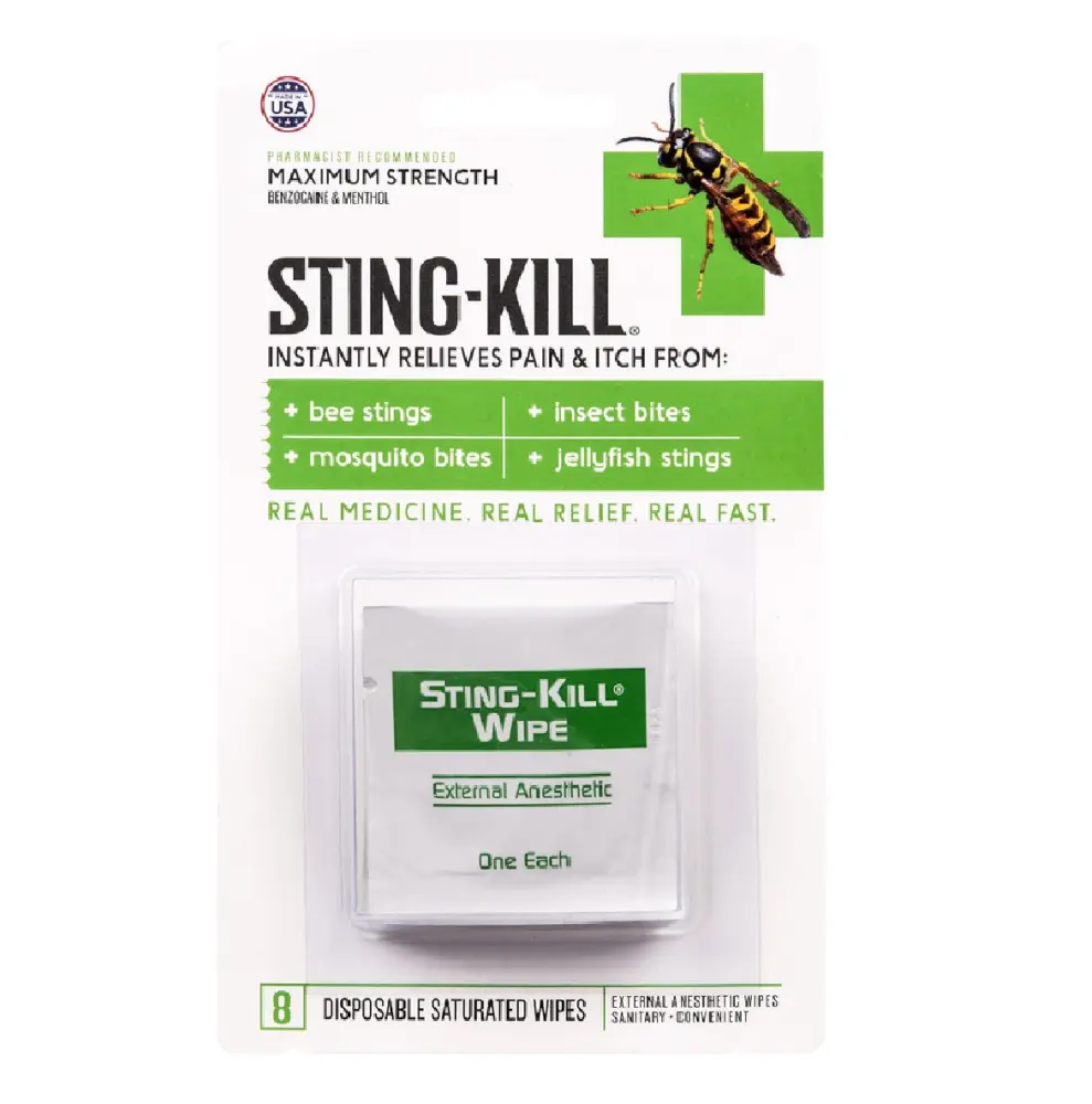 Sting Kill 5200 Anesthetic Wipes 8 Pack Pain Relief and First Aid