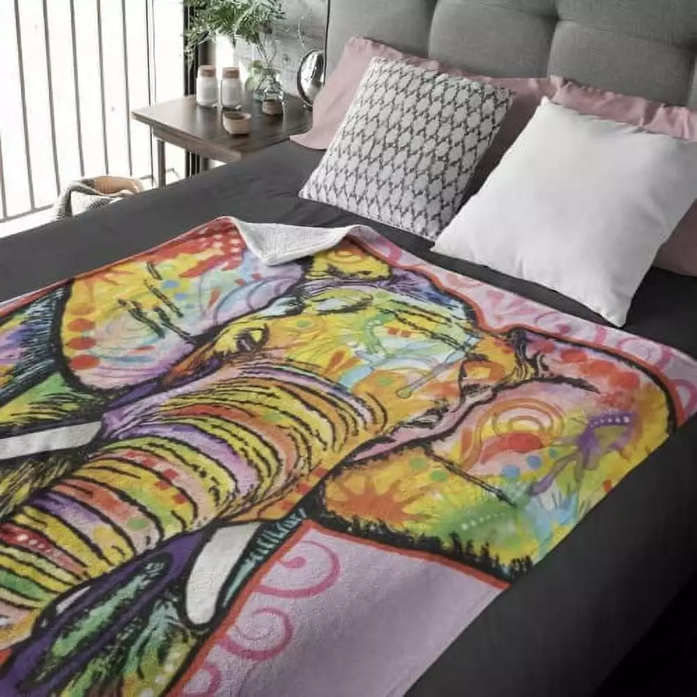 Colorful Elephant Fleece Blanket Dawhud Direct - Super Soft 50 x 60 Inches Women, Men, and Kids