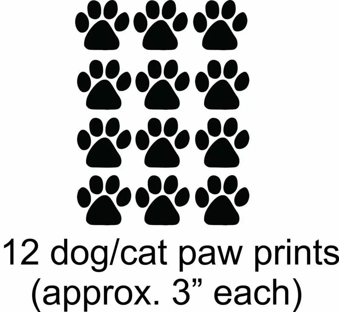 12 Animal Cat Dog Paw Prints Vinyl Wall Decal 12x16 Inches Kitchen Living Room Bedroom Design With Vinyl
