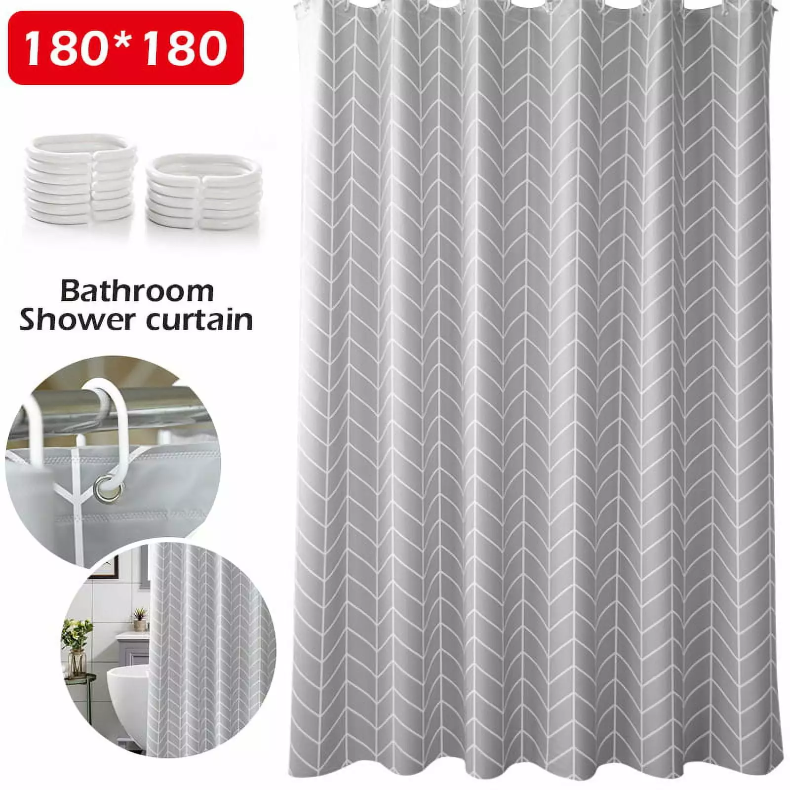 Amerteer Heavy Duty Waterproof Shower Curtain Liner Anti-Microbial Mildew Resistant 72x72 Inch Machine Washable