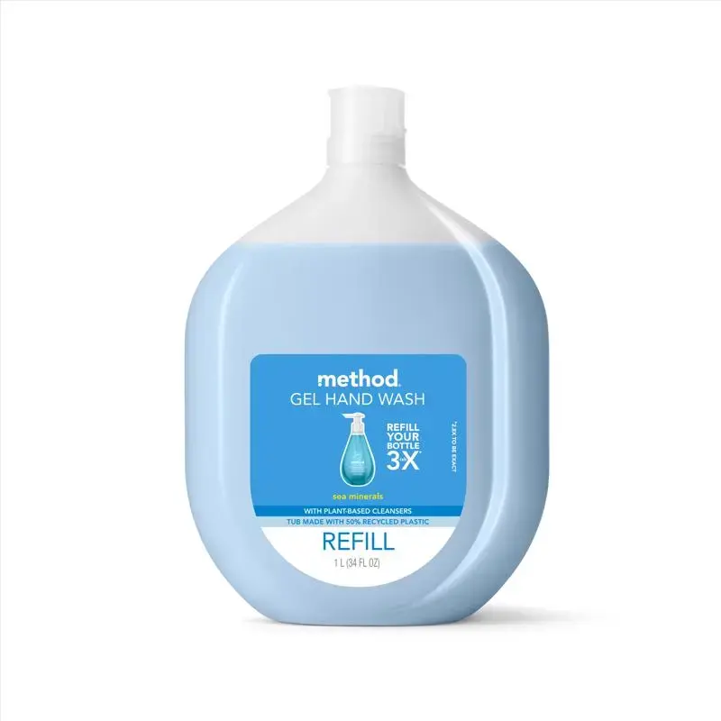 Method Sea Minerals Scent Antibacterial Gel Hand Wash 34 oz Pack 4 Refill Bottles