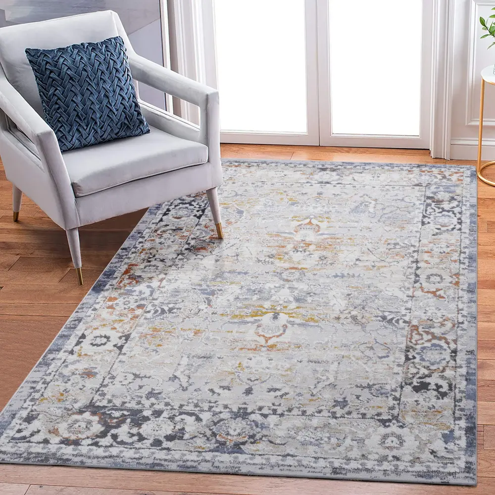 Payas - 5' X 7' Traditional Area Rug - Ivory / Pewter
