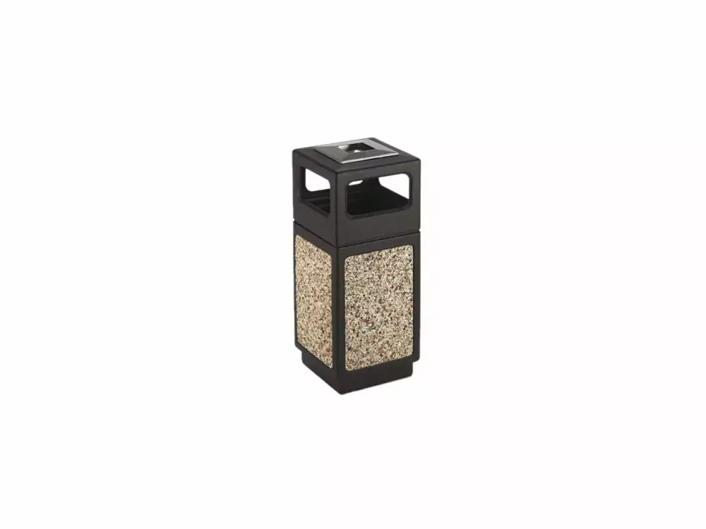 Safco Canmeleon 15 Gallon Square Aggregate Polyethylene Ash Trash Receptacle Black
