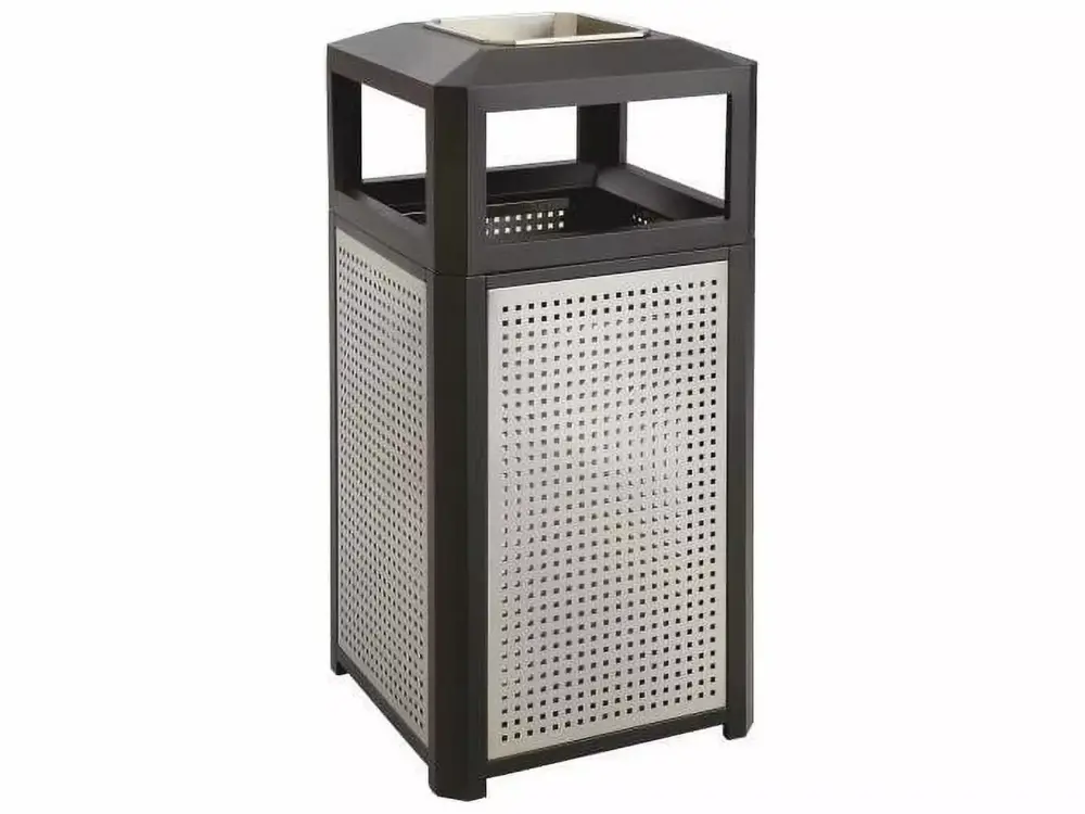 Ashtray-Top Evos Series 38 Gallon Black Steel Waste Container 21w