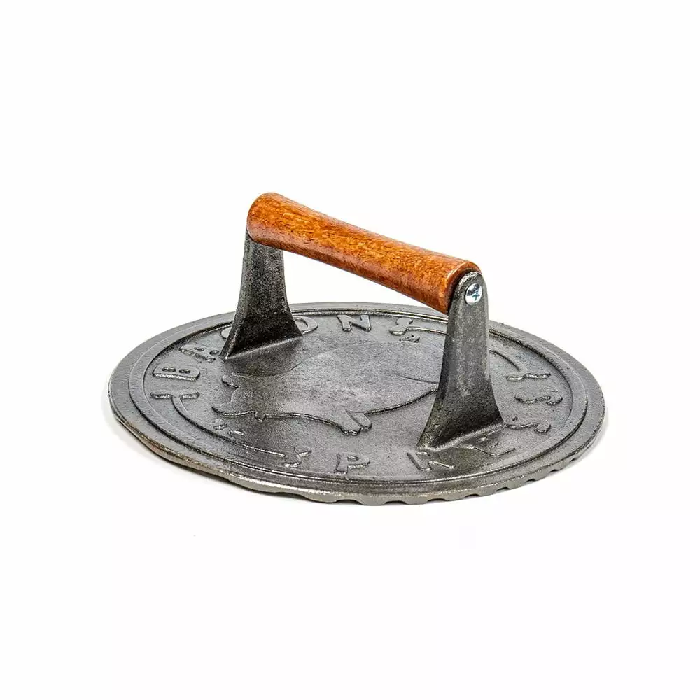 Norpro 8.75-Inch Cast Iron Bacon Press Wood Handle Perfectly Crispy Bacon