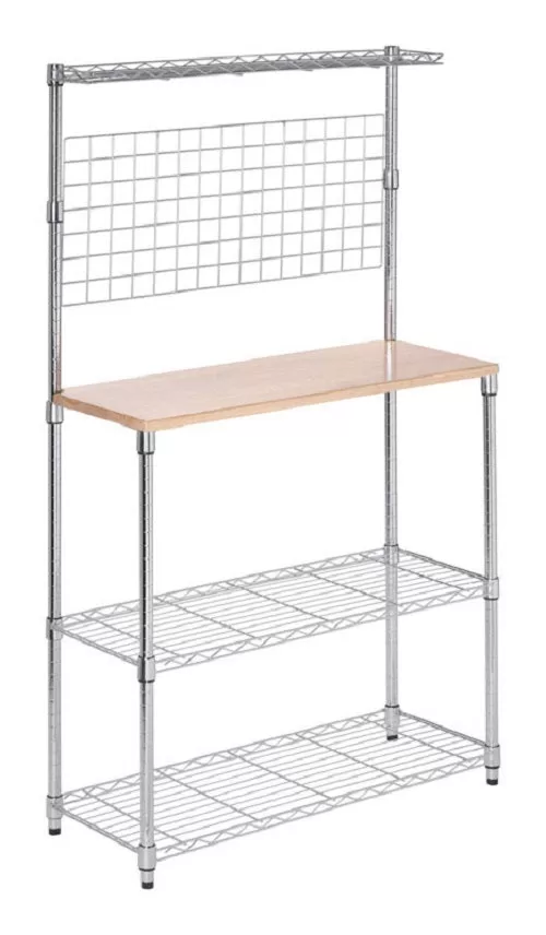Honey Can Do SHF-01608 Baker's Rack Silver Chrome Kitchen Storage Shelf