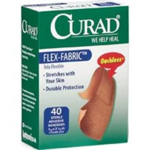 Curad Ouchless Flexible Fabric Sterile Bandages 3/4 x 2-1/2 Inch Gentle Adhesive