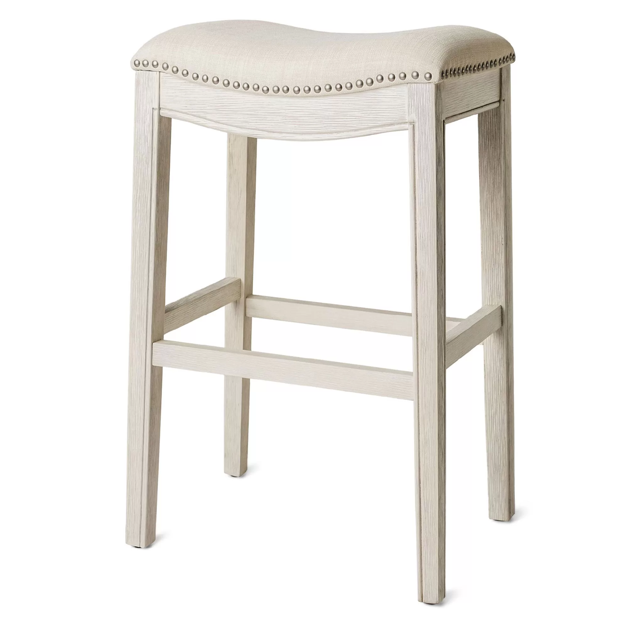 Maven Lane Adrien Backless Saddle Kitchen Bar Stool White Oak