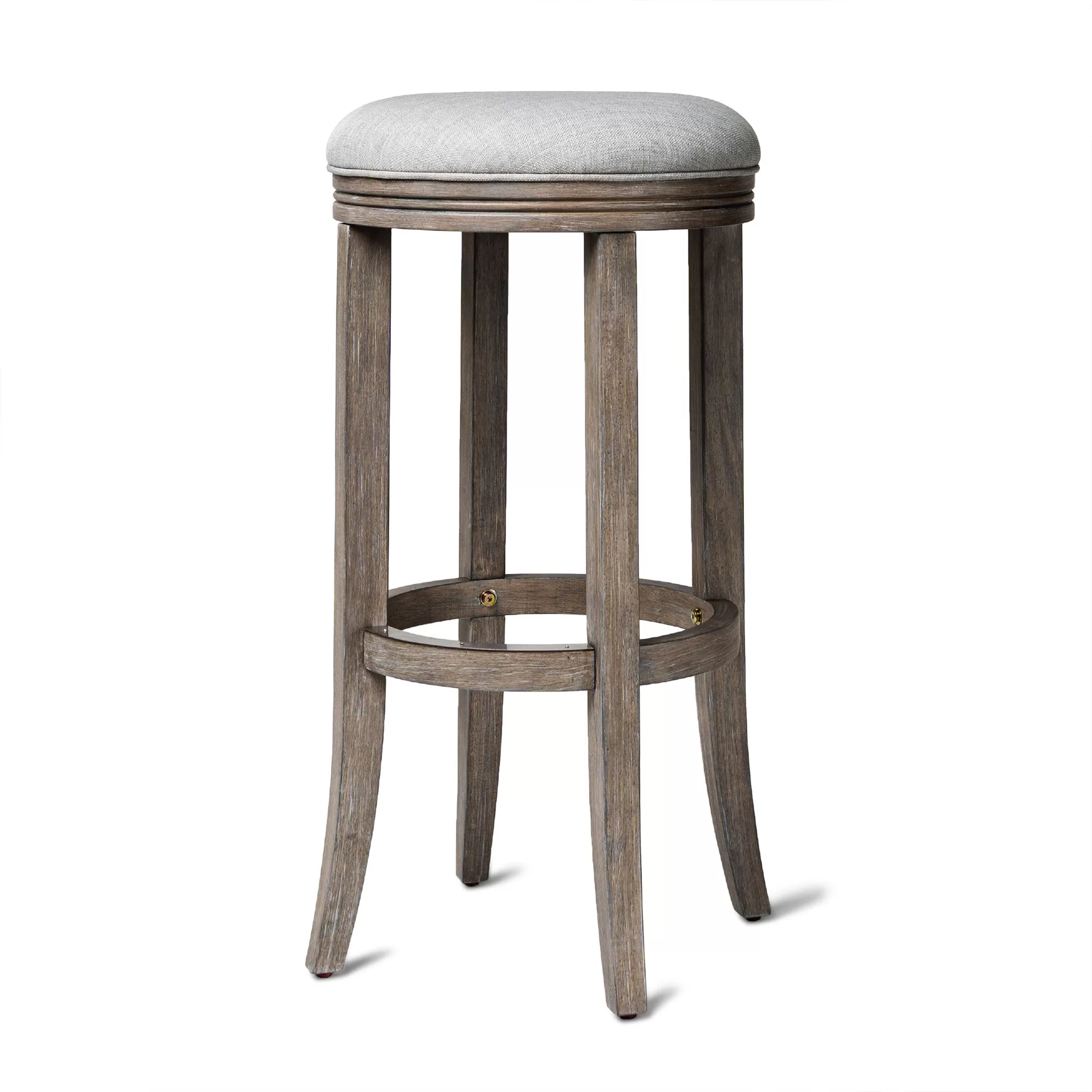 Maven Lane Eva Round Backless Kitchen Swivel Stool Reclaimed Oak, Bar Height