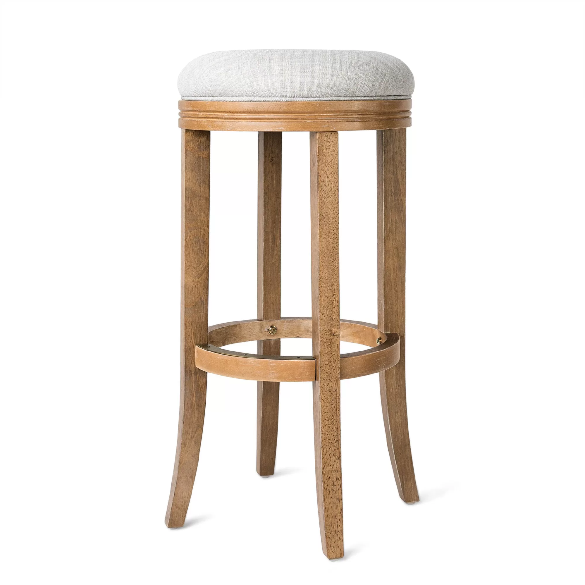 Maven Lane Eva Round Backless Kitchen Swivel Stool Weathered Oak, Bar Height