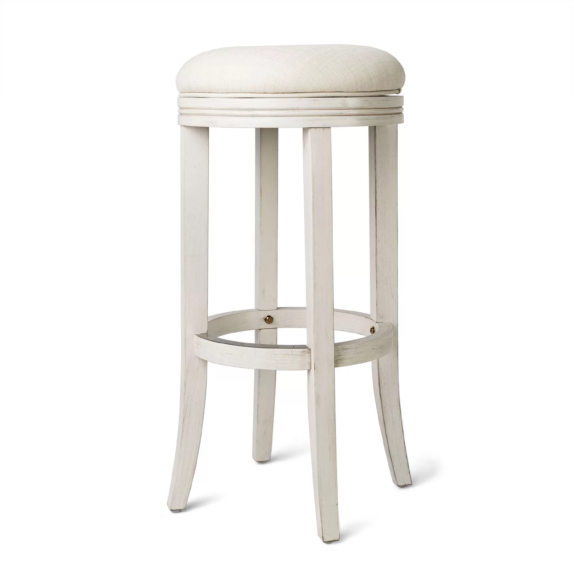 Maven Lane Eva Round Backless Kitchen Swivel Stool White Oak, Bar Height