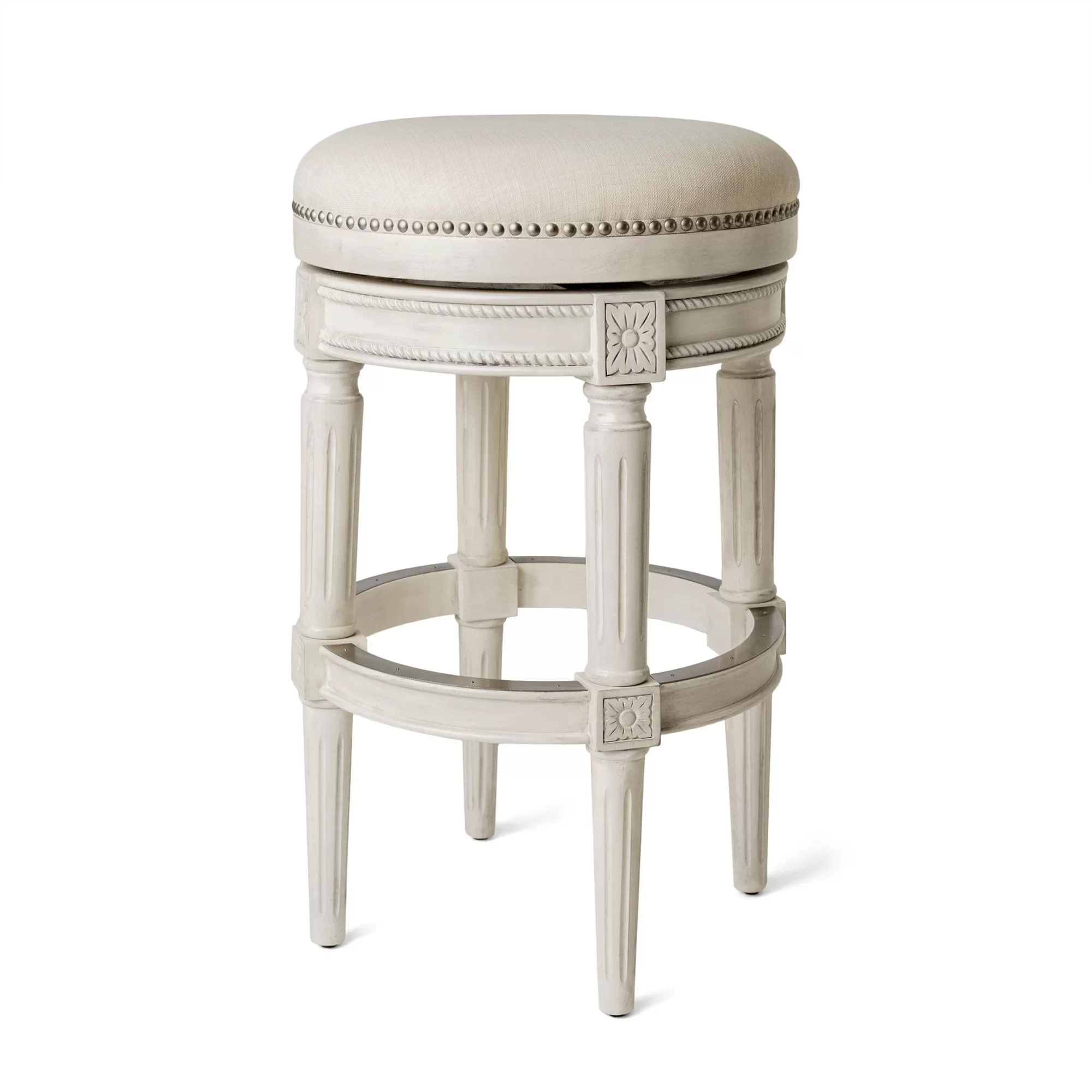 Maven Lane Pullman Backless Swivel Kitchen Bar Stool Alabaster White