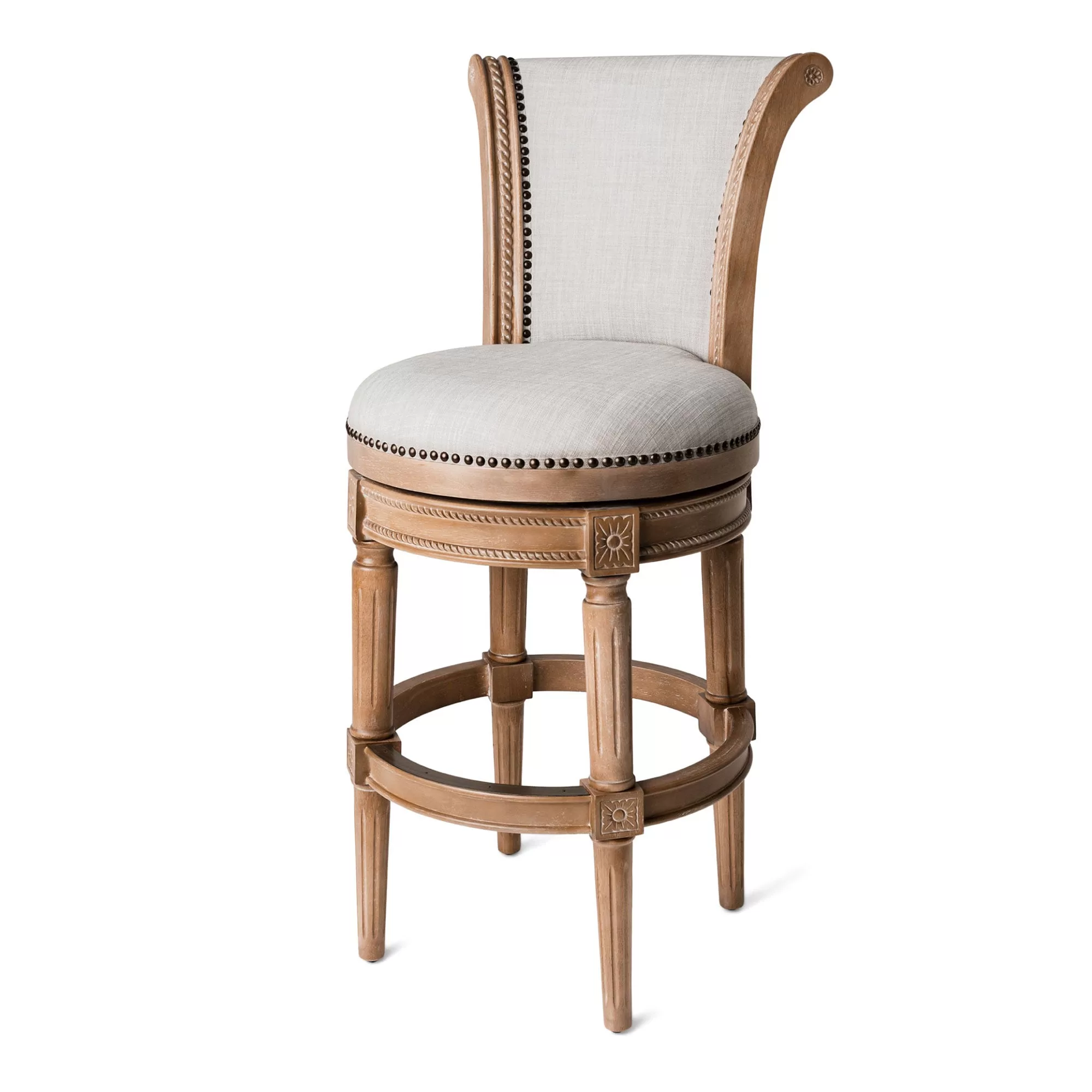 Maven Lane Pullman Wooden Swivel Kitchen Bar Stool Weathered Oak