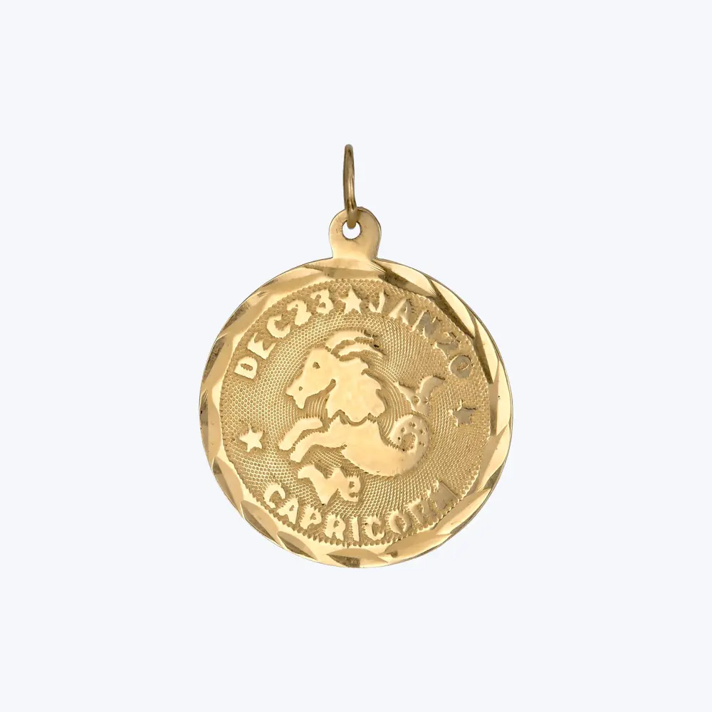 14K Gold Capricorn Astrological Charm Pendant 0.71grs