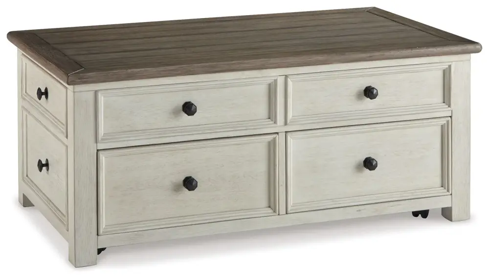 Bolanburg - Lift Top Cocktail Table - White / Brown / Buff