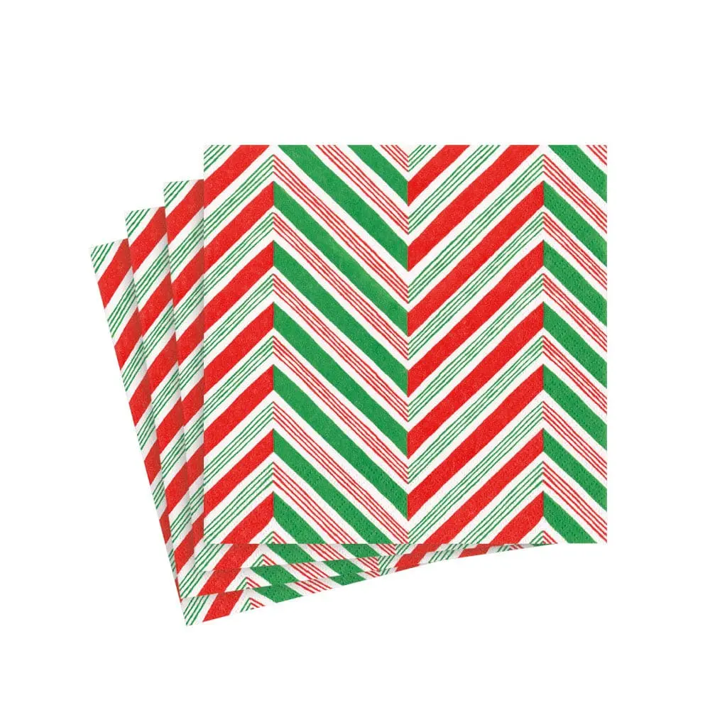 Candy Cane Stripes Paper Cocktail Napkins - 20 Per Package
