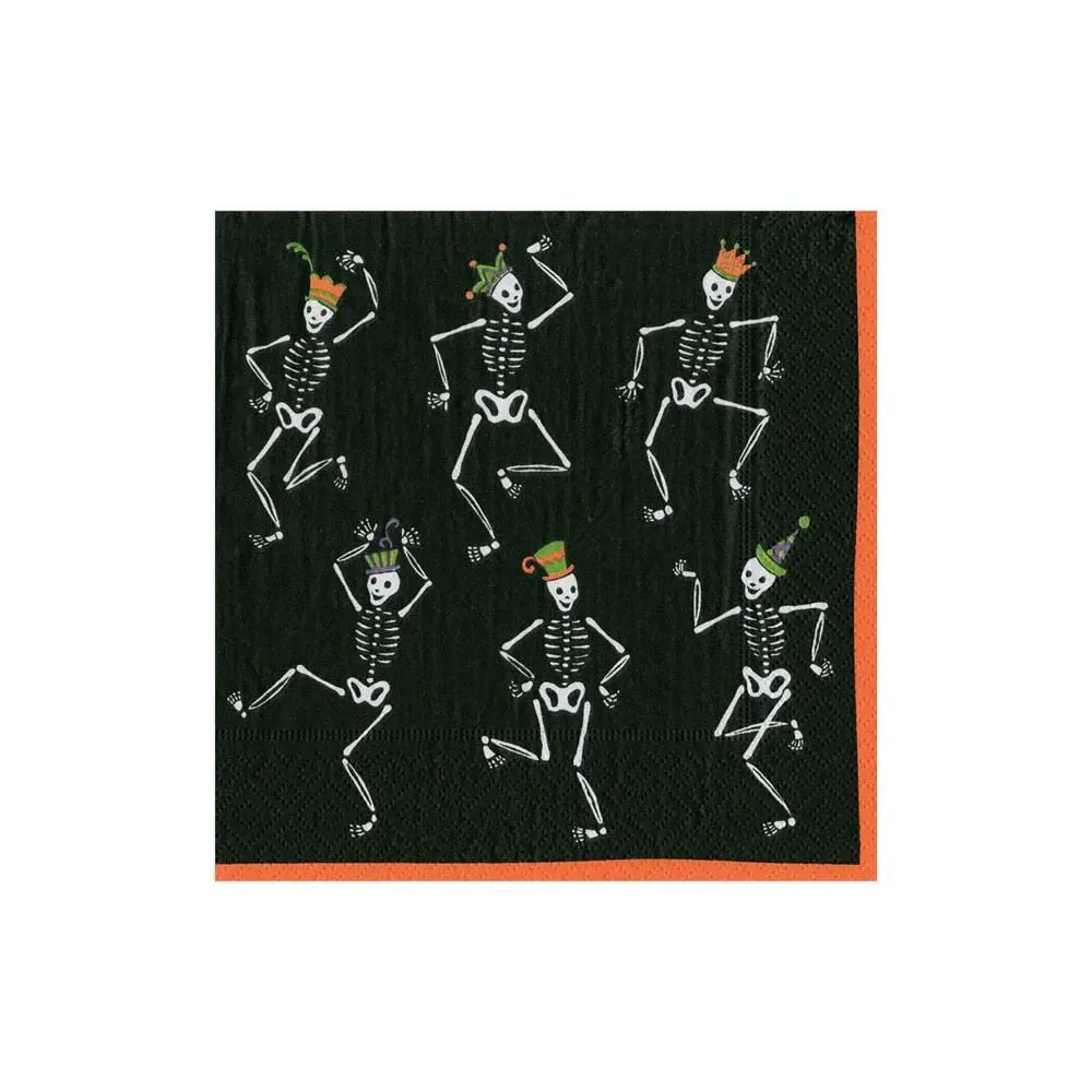 Dancing Skeletons Paper Cocktail Napkins Charcoal - 20 Per Package