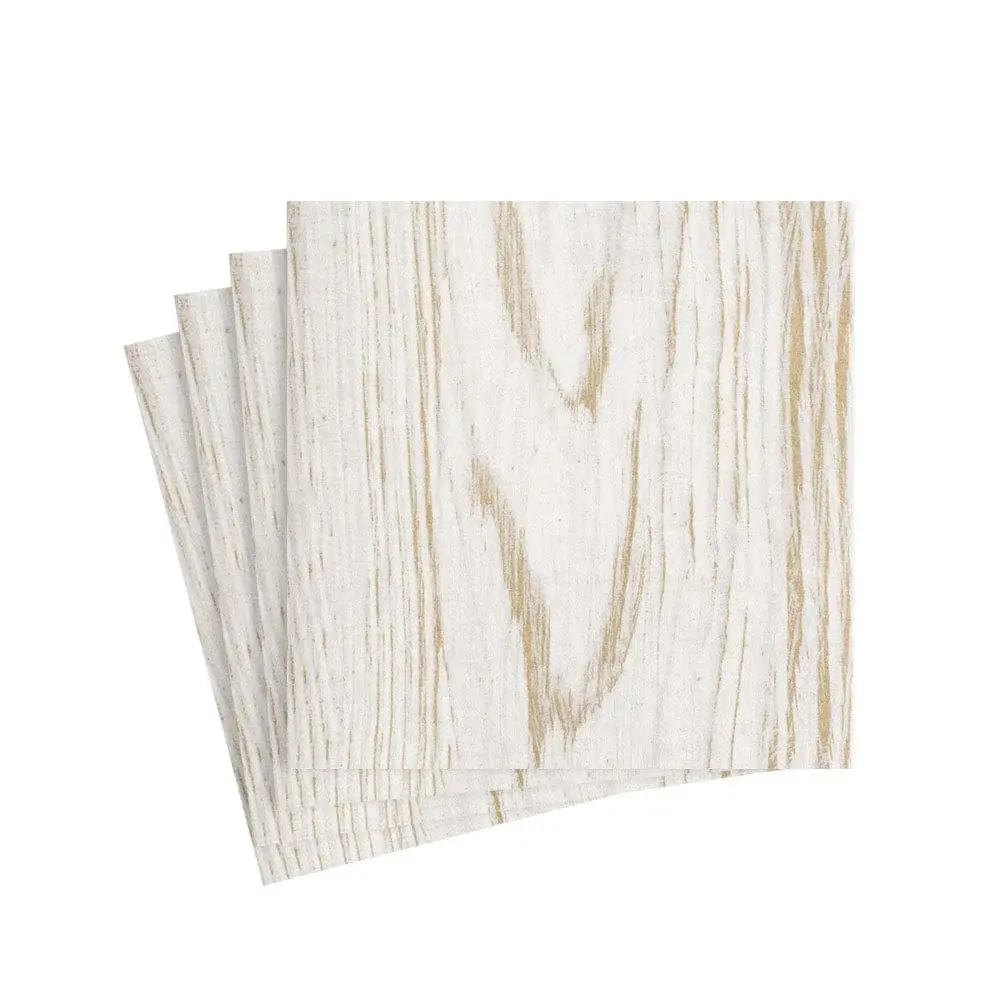 Faux Bois Birch Paper Flax Cocktail Napkins - 15 Per Package