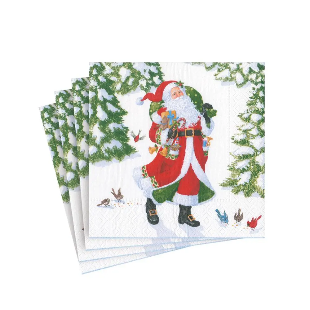 Woodland Santa Paper Cocktail Napkins - 20 Per Package -