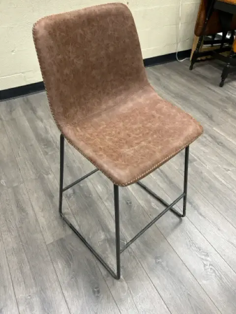 BROWN FAUX LEATHER STOOL