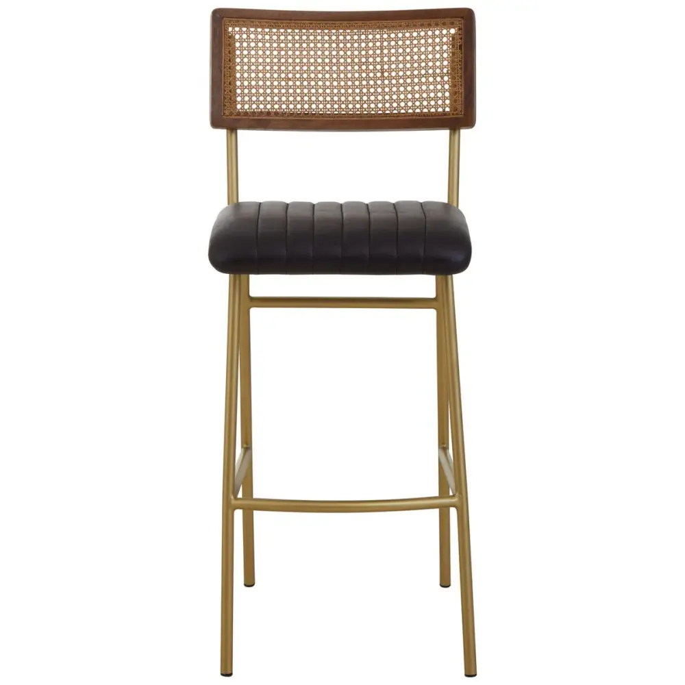 Buffalo Leather Bar Stool - Jet-black