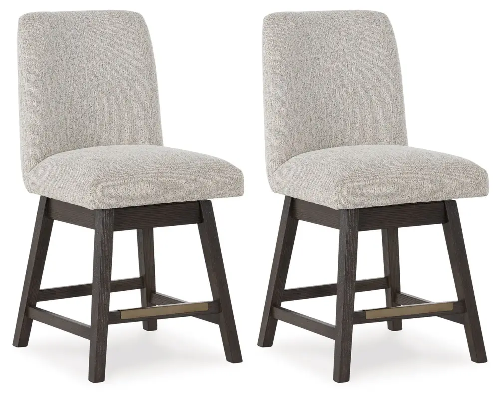 Burkhaus - Upholstered Swivel Barstool (Set 2) - Sand / Dark Brown