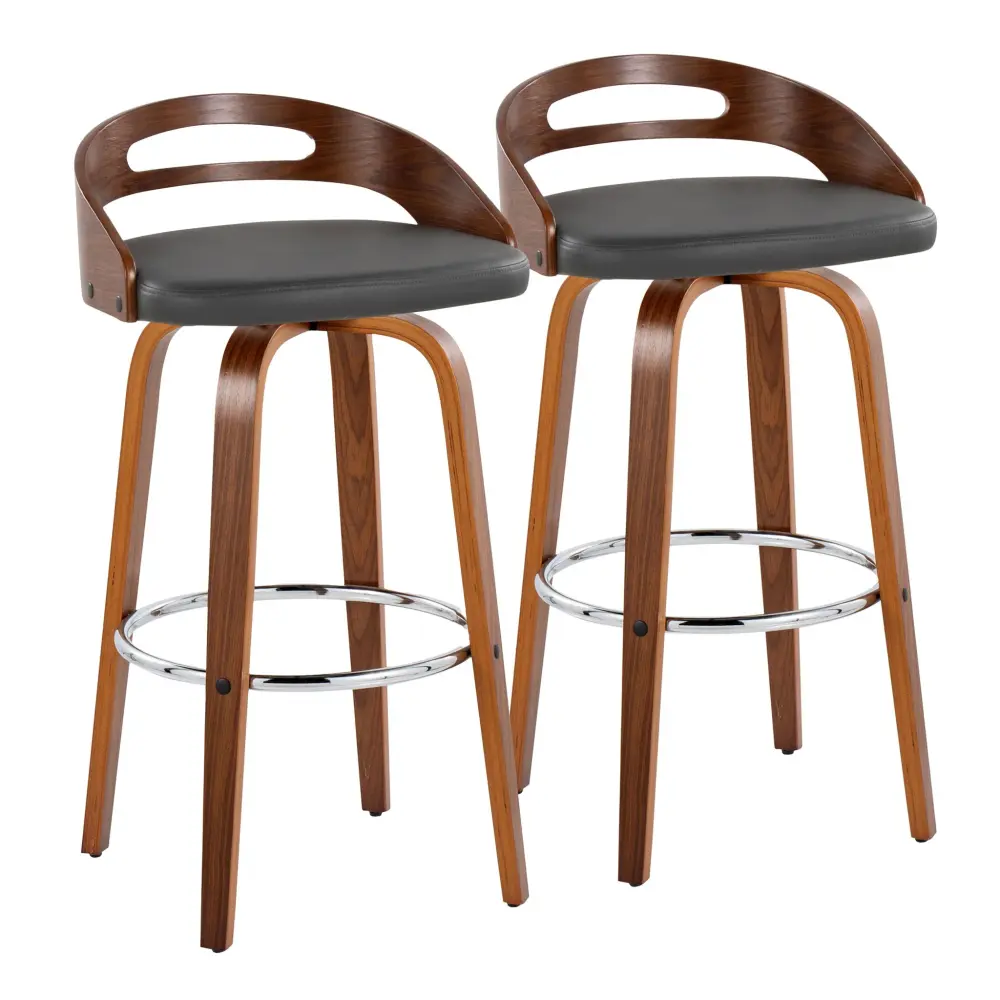 Cassis - Contemporary Fixed Height Barstool Revolve Round Footrest (Set 2)