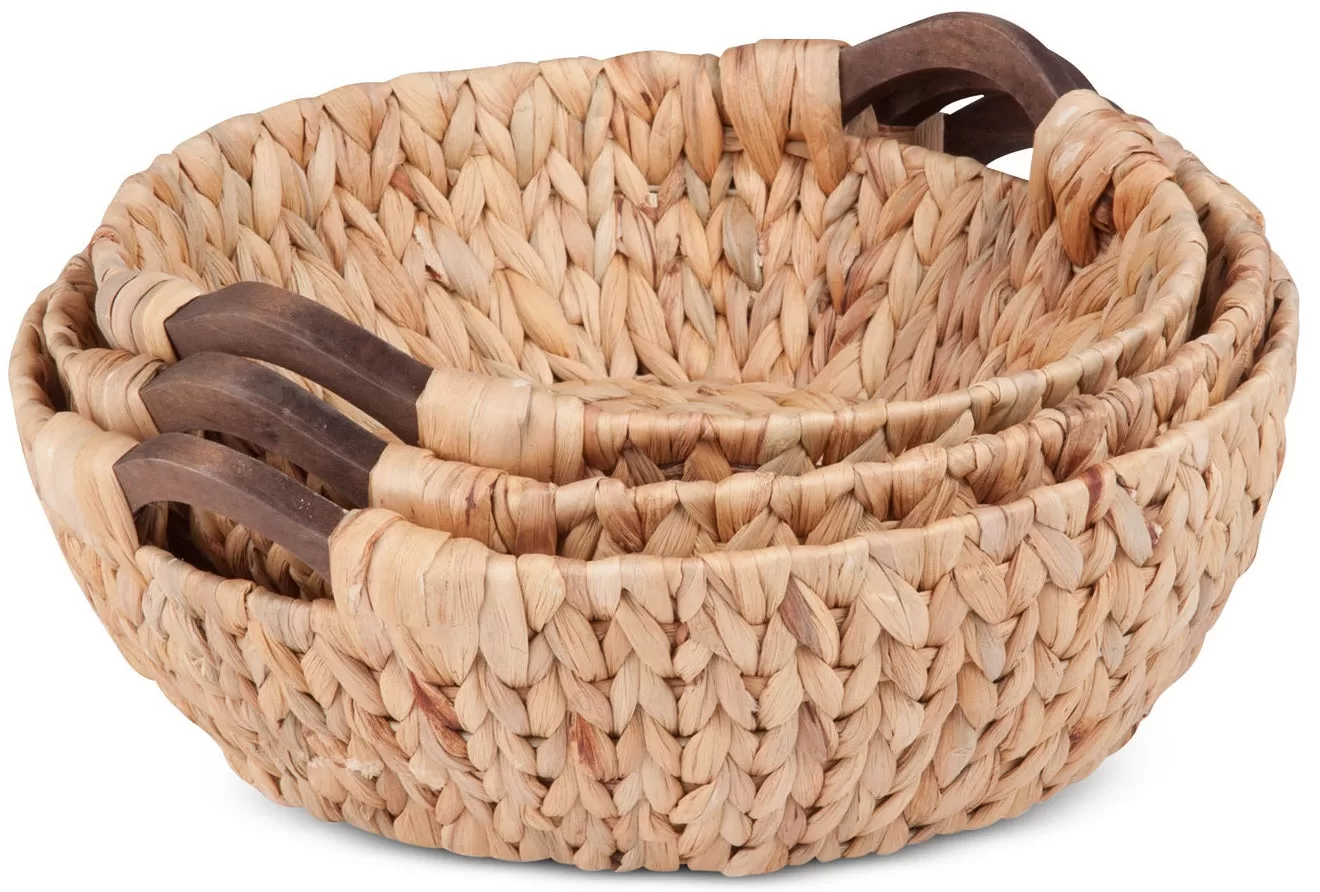 Honey-Can-Do STO-04469 Round Natural Basket Set 3 Piece Home Decor