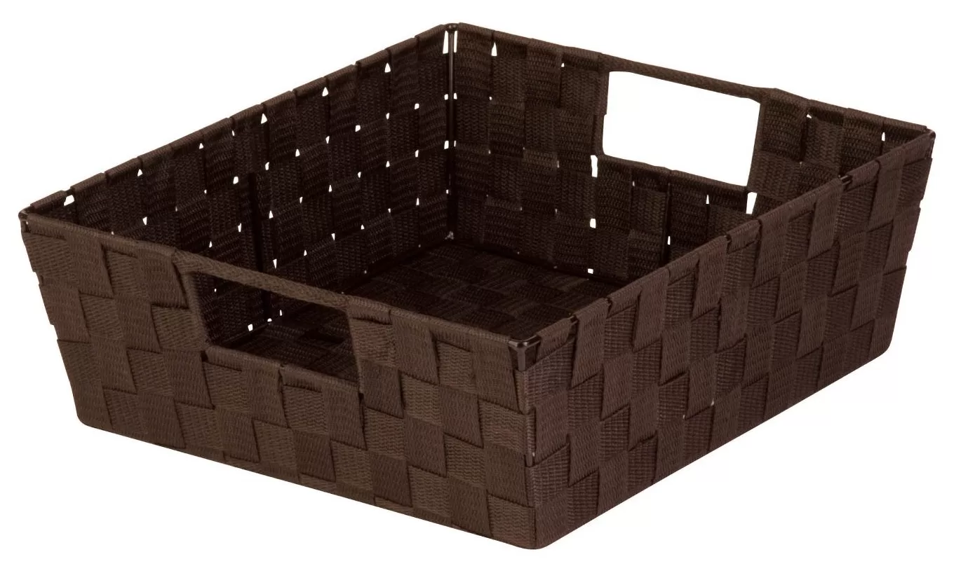 Honey Can Do Woven Tray Shelf Tote Handles Espresso Black Storage