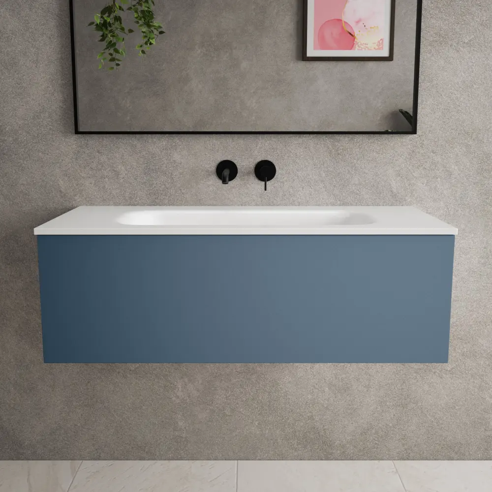 Raffinata One Drawer Vanity Unit Beyondstone Basin - Matt Sapphire 1000mm
