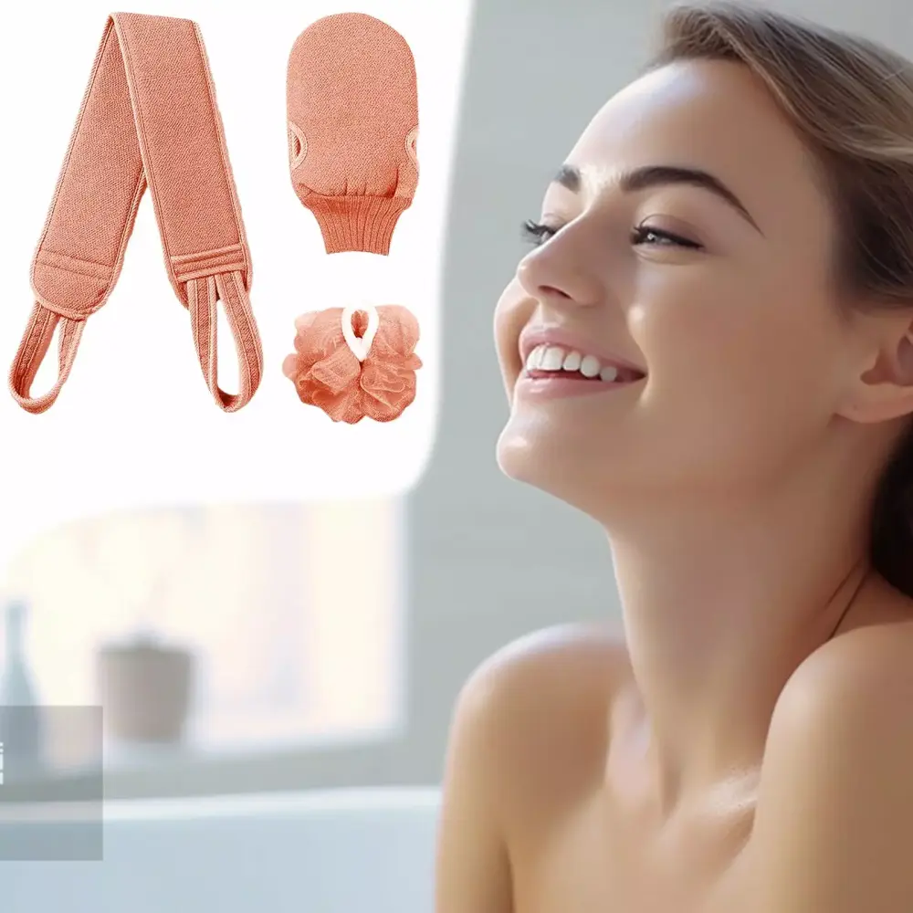 JunYeShi Clearance Bath Scrub Set Coarse Sand Thickened Double-sided Bath Scrub Set Three