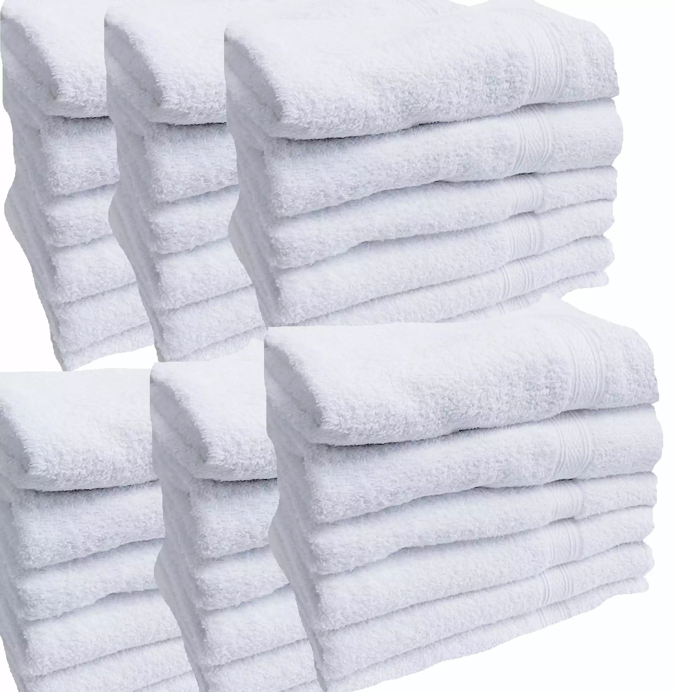 Towels N More 24x48 Bath Towel Set Featherweight Quick Drying Gym Towel White 60 Pcs